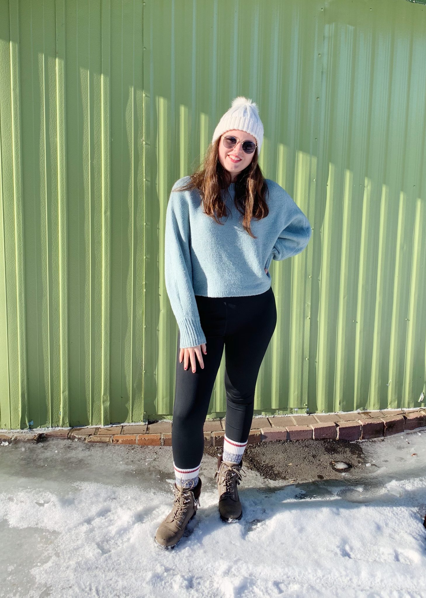 Knit Blue Sweater Outfit Styling